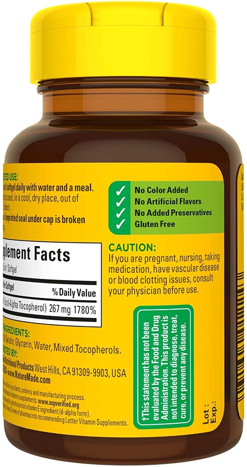 Paquete de dos botellas Nature Made Vitamina E 400 UI, ahorro y suministro prolongado