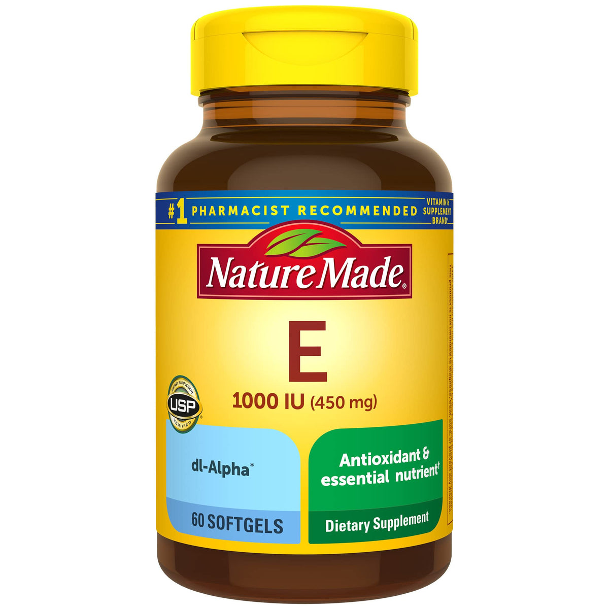 Nature Made Vitamina E 450 mg en botella para uso diario.