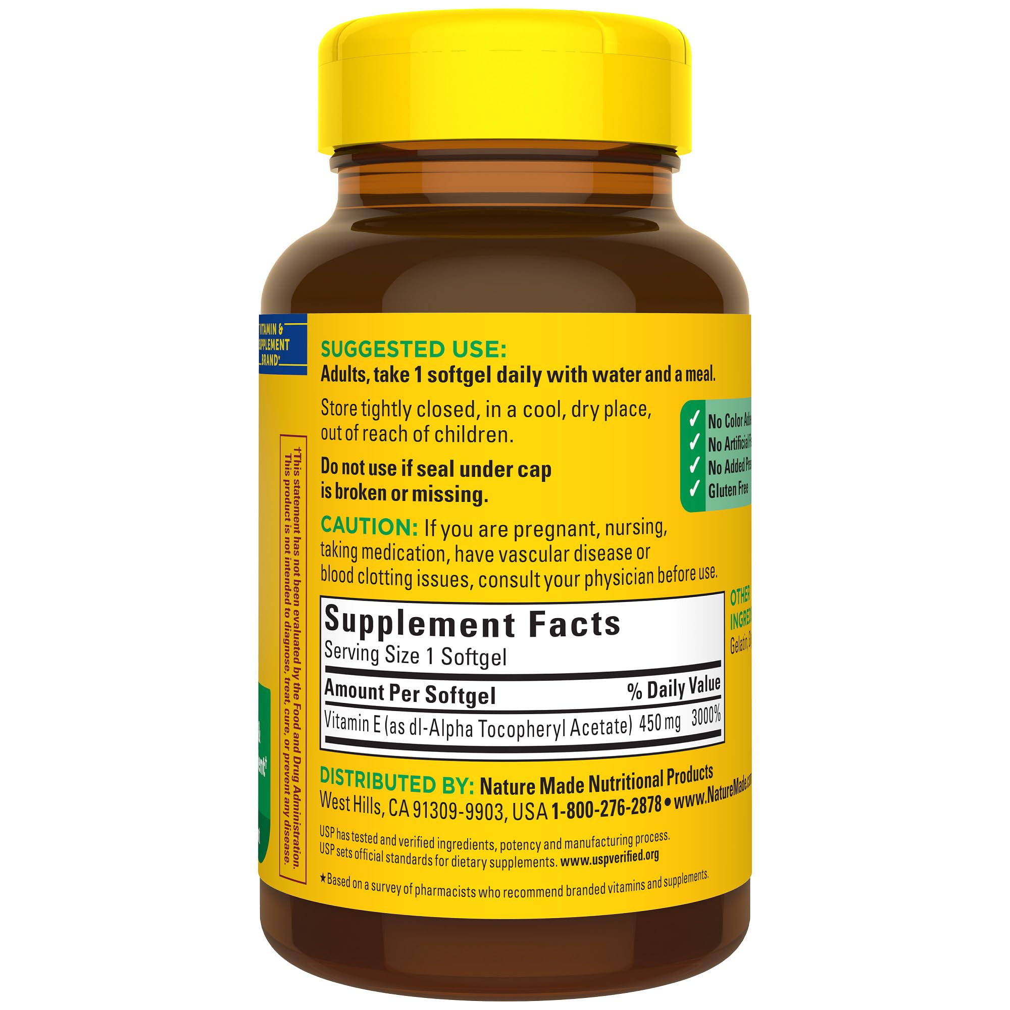 Nature Made Vitamina E 450 mg opción de viaje para la rutina diaria.