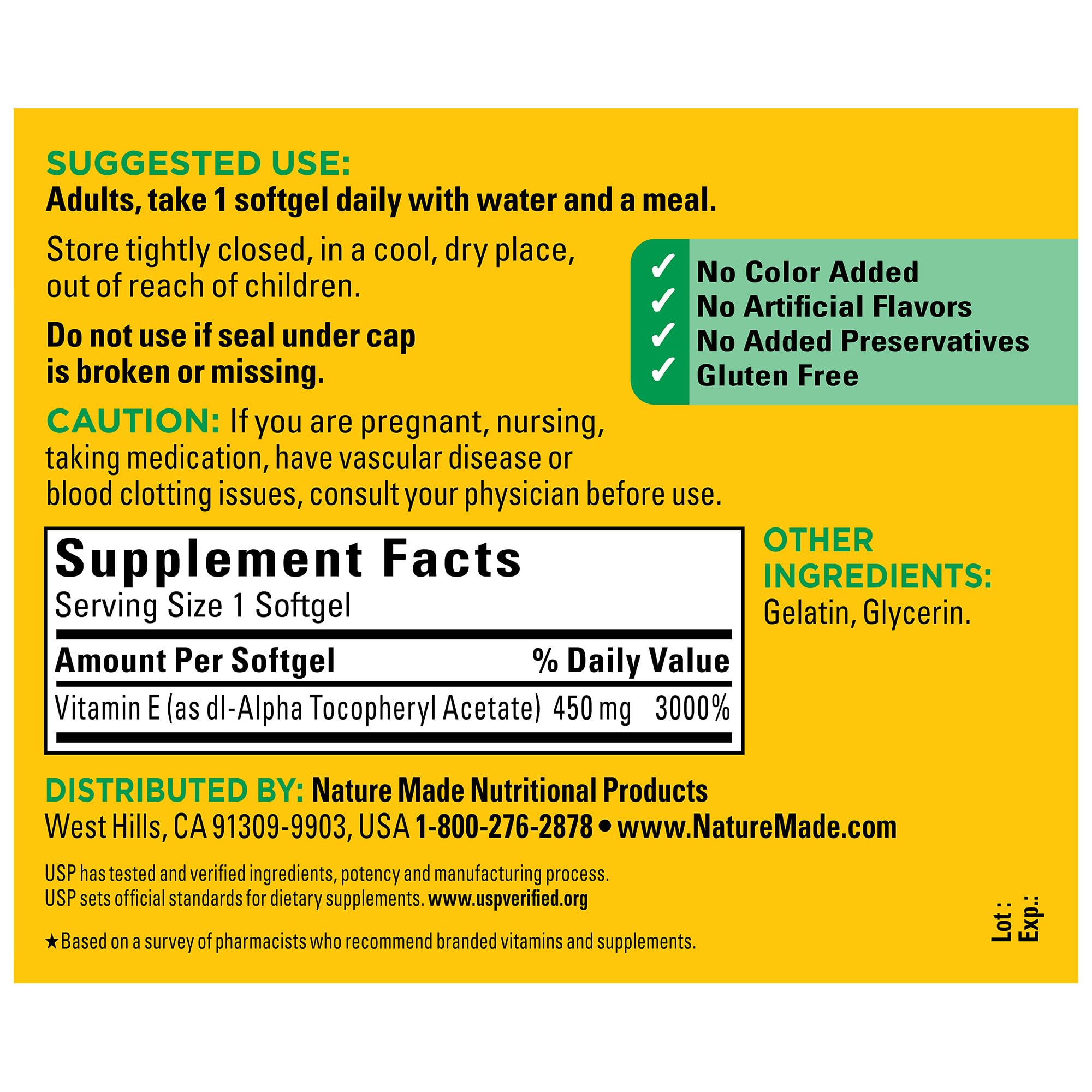 Nature Made Vitamina E 450 mg pack de tres frascos para ahorro.