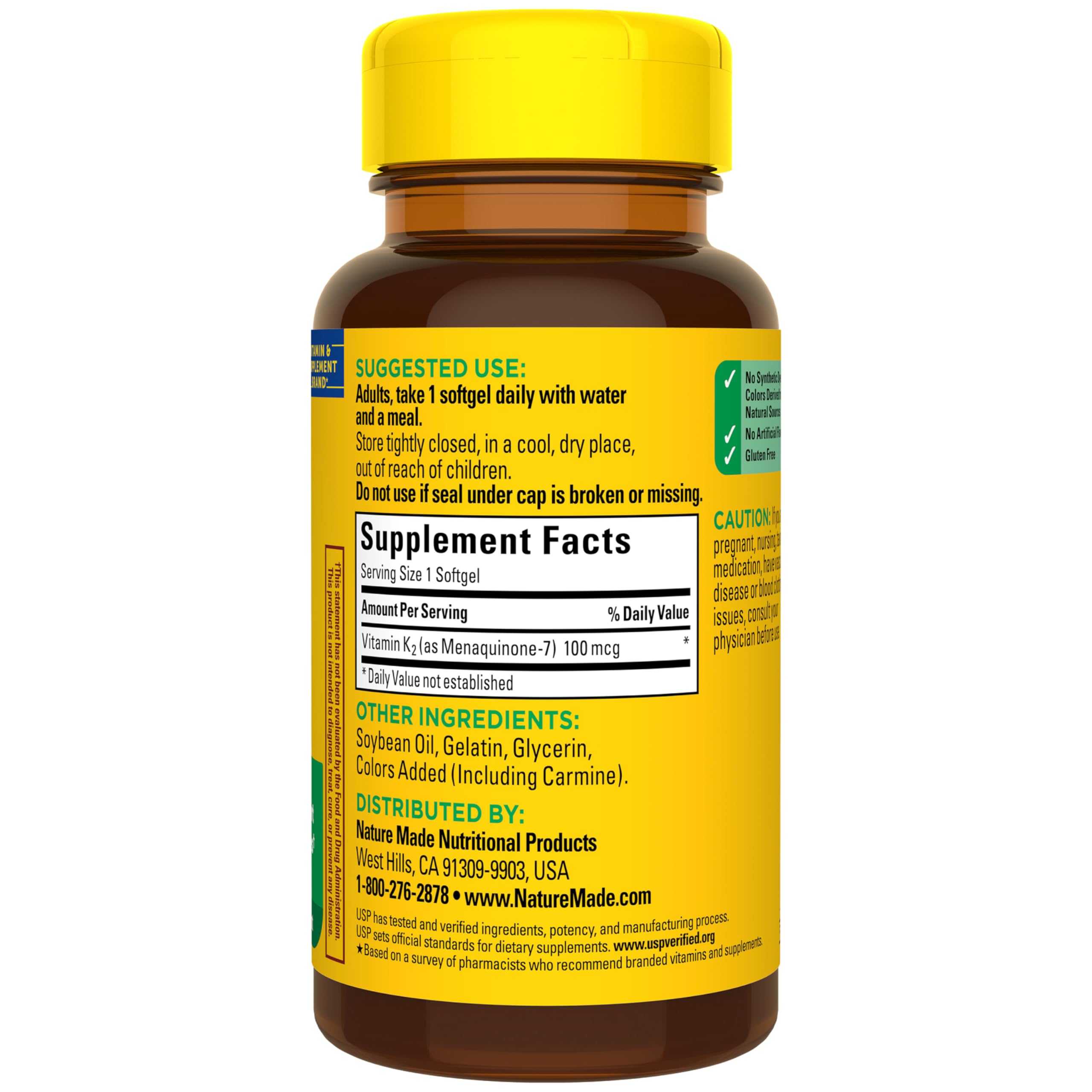 Nature Made Vitamina K2 100 mcg, uso en casa, fácil de incorporar.