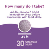 Nature Made Wellblends tableta disolución rápida en boca para facilitar el consumo.