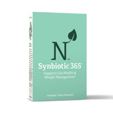 Nature M.D. Synbiotic 365: botella que destaca la fórmula triple acción para el bienestar digestivo