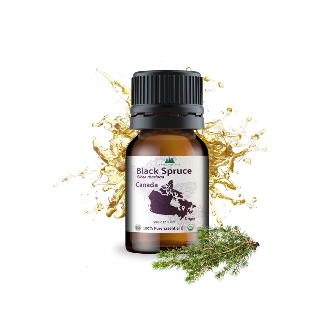 Nature Packaged Aceite Esencial Picea Negra, botella de 5 ml para aromatizar espacios.