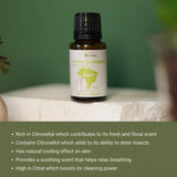 Nature Packaged Aceite de Eucalipto Limón, etiqueta: garantía de pureza y proceso de destilación al vapor.