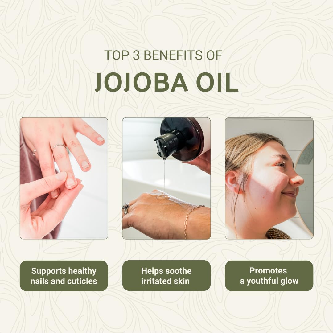 Nature Packaged Aceite de Jojoba, origen kibbutz, textura suave y nutritiva.