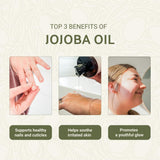 Nature Packaged Aceite de Jojoba, origen kibbutz, textura suave y nutritiva.