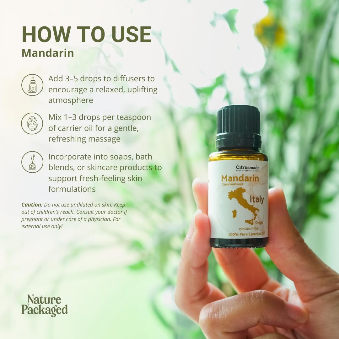 Nature Packaged Aceite-masaje Mandarina, ideal para rituales de relajación.