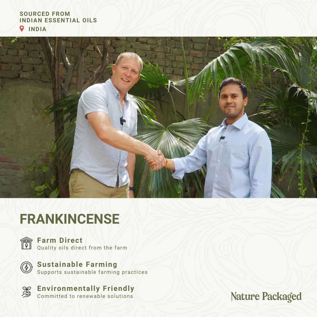 Nature Packaged Aceite Esencial Incienso, difusor listo para experiencias de bienestar.