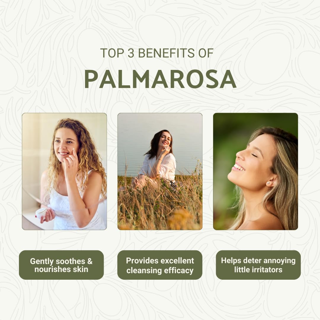Nature Packaged Palmarosa: proceso de destilación al vapor para aroma estable.