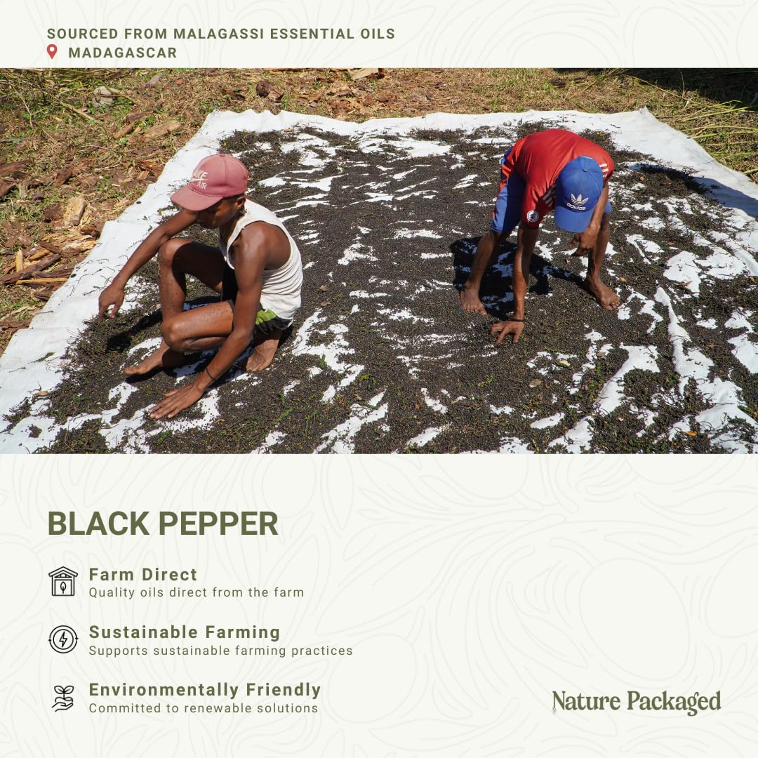 Nature Packaged Pimienta Negra, masaje: apoyo a la circulación y relajación muscular