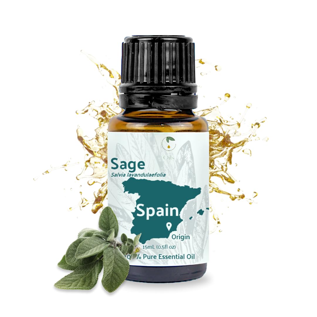 Nature Packaged Sage: botella de aceite esencial de salvia para aromaterapia y relajación.