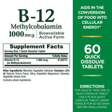 Tabletas Nature's Bounty B-12 1000 mcg, sabor cereza, apoyo al metabolismo.