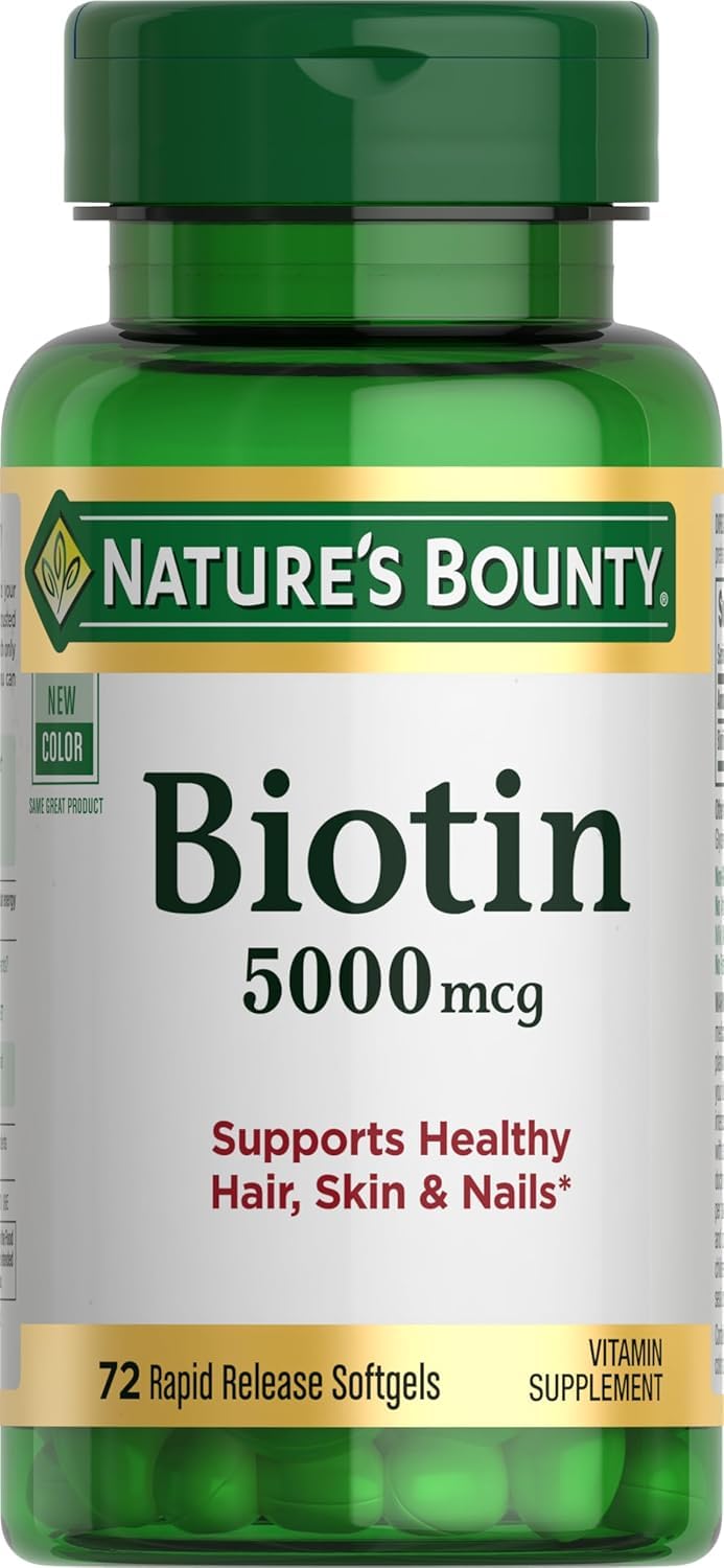 Nature's Bounty Biotina 5000mcg en caja, apoyo para metabolismo y energía.
