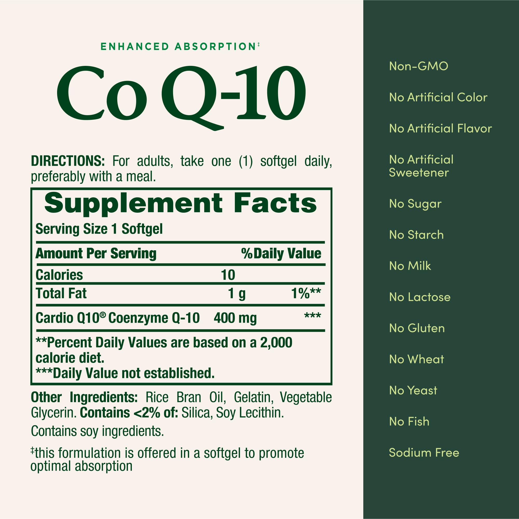 Nature's Bounty CoQ-10 400 mg: envase sostenible y pureza