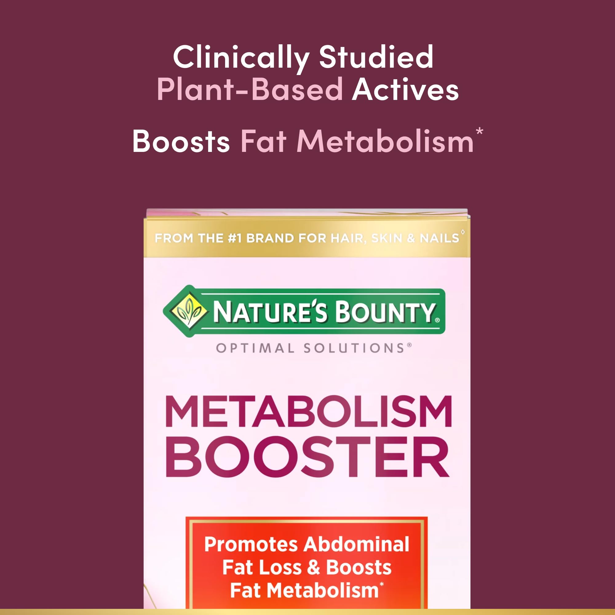 Nature’s Bounty Optimal Solutions Metabolism Booster con extractos cítricos, ayuda a apoyar la quema de grasa.