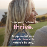Nature’s Bounty Optimal Solutions Metabolism Booster con jengibre negro, asociado a la reducción de grasa abdominal.