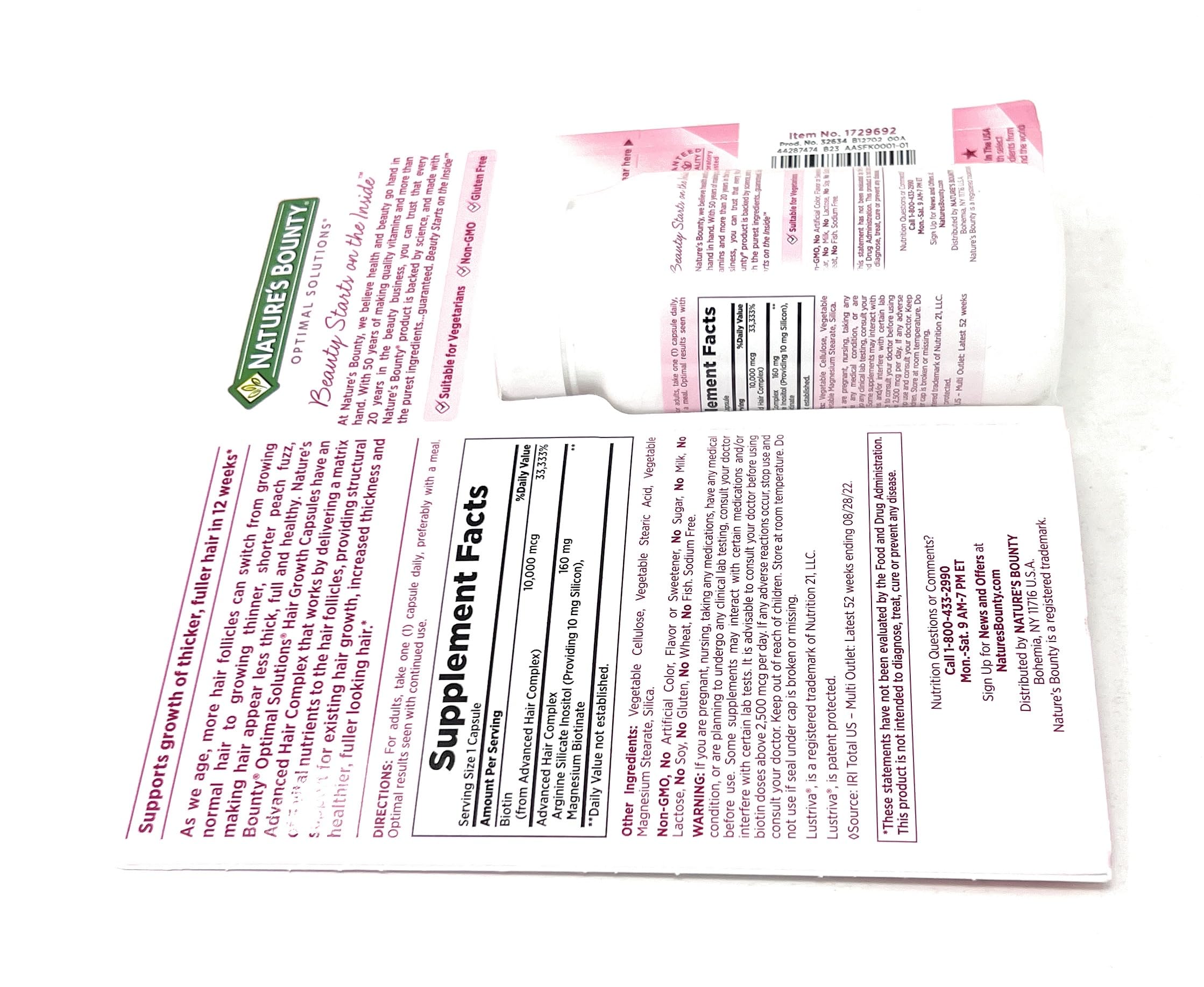 Nature's Bounty sin sabor, cápsula neutra para uso diario