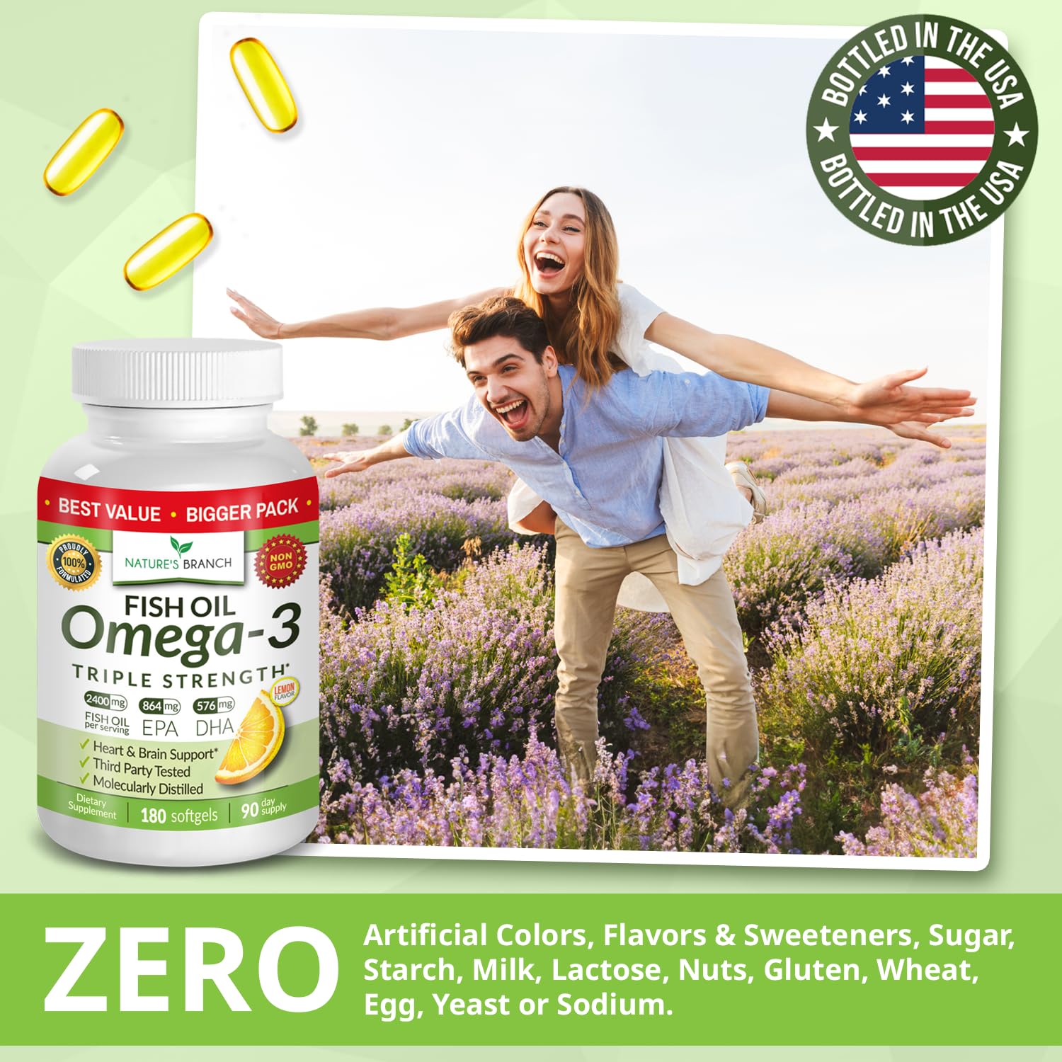 Nature's Branch Omega-3 pruebas de terceros aseguran calidad