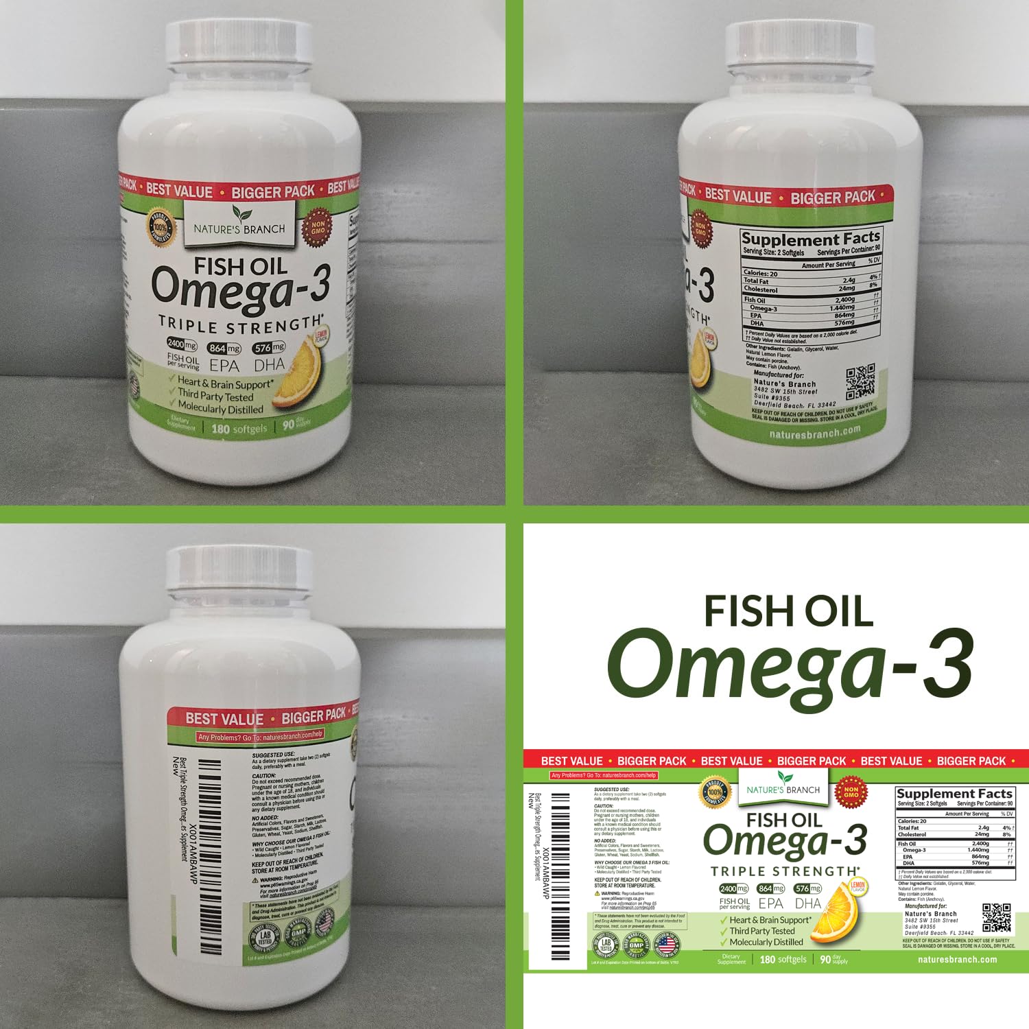 Nature's Branch Omega-3 libre de gluten y lactosa