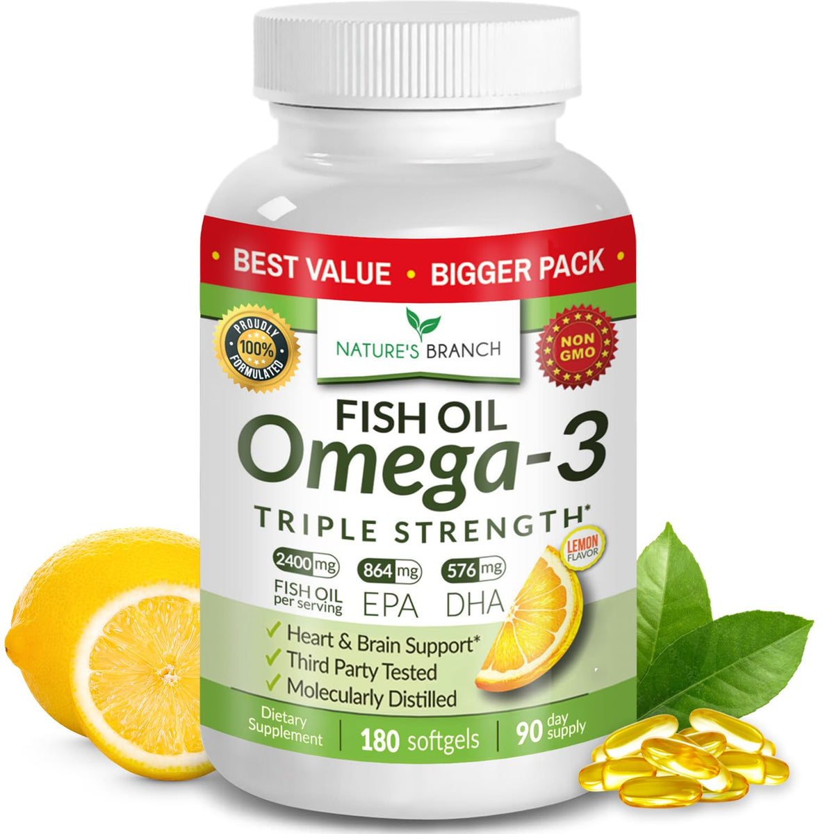 Nature's Branch Omega-3 triple strength cápsulas sin eructos para uso diario