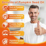 Nature's Live aceite de calabaza cápsulas, cápsulas en primer plano, ingestión diaria fácil