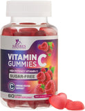 Nature's Nutrition Vitamin C Gummies, envase frontal para reconocimiento de marca y sabor frambuesa