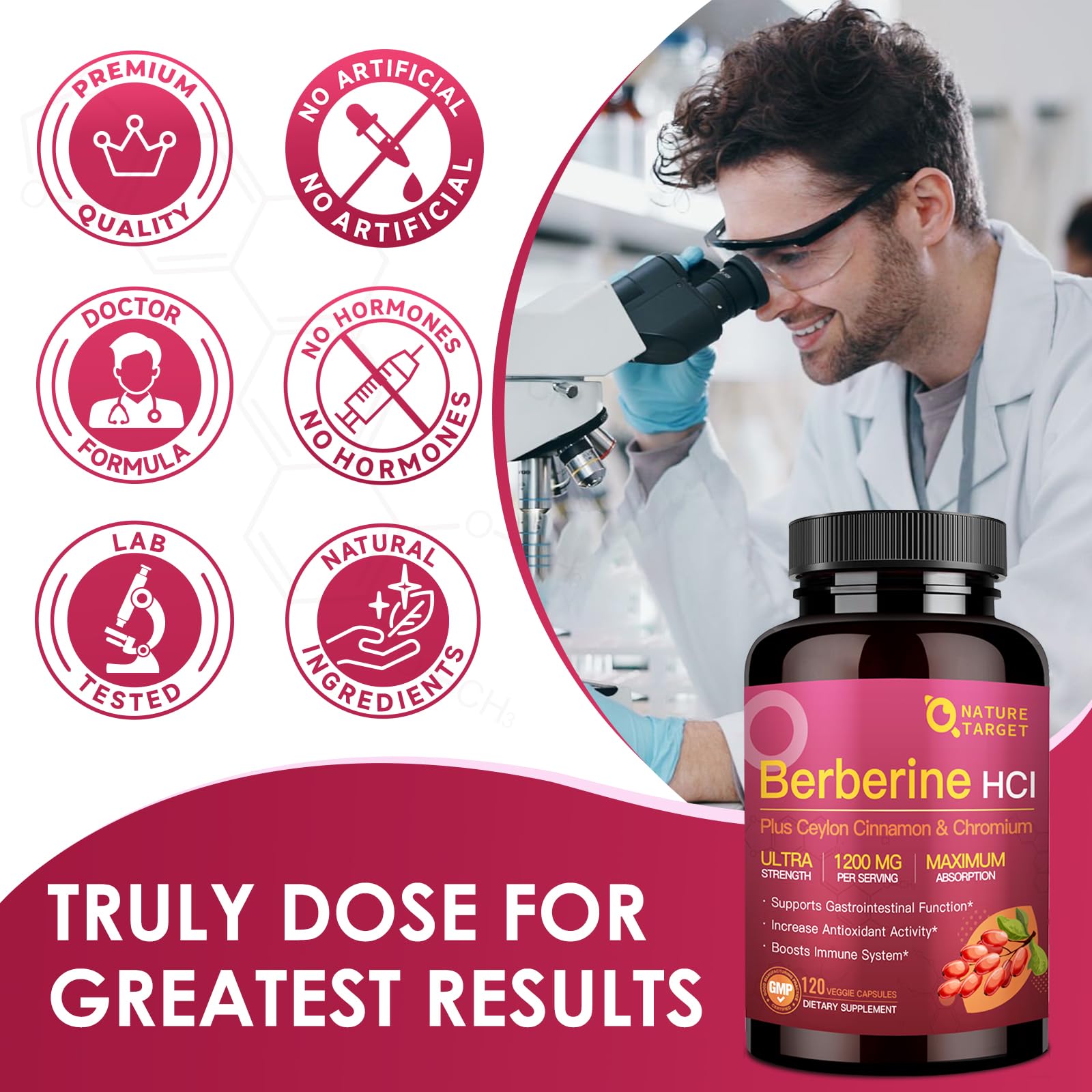 NATURE TARGET Berberina HCl 1200mg, energía diaria y vitalidad