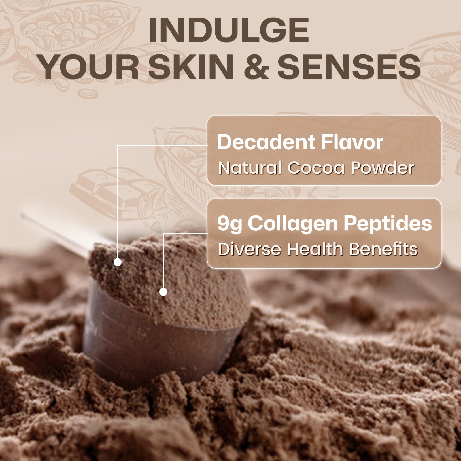 Nature Target Chocolate Multi Collagen Peptides etiqueta pura y garantía de calidad.