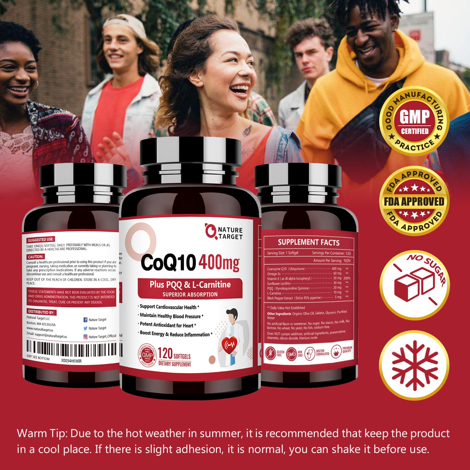 Nature Target CoQ10-400mg pruebas de pureza: calidad y seguridad respaldadas.