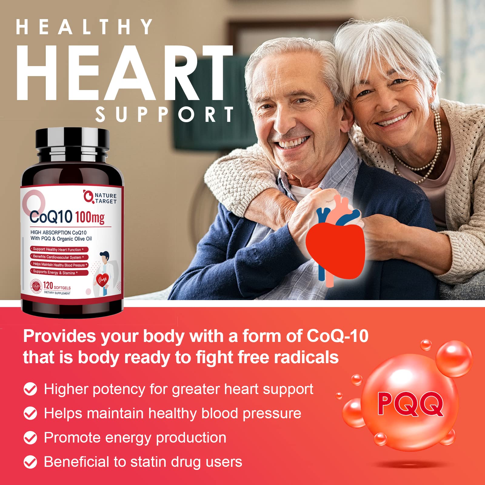 Cápsulas CoQ10 en mano para uso diario.