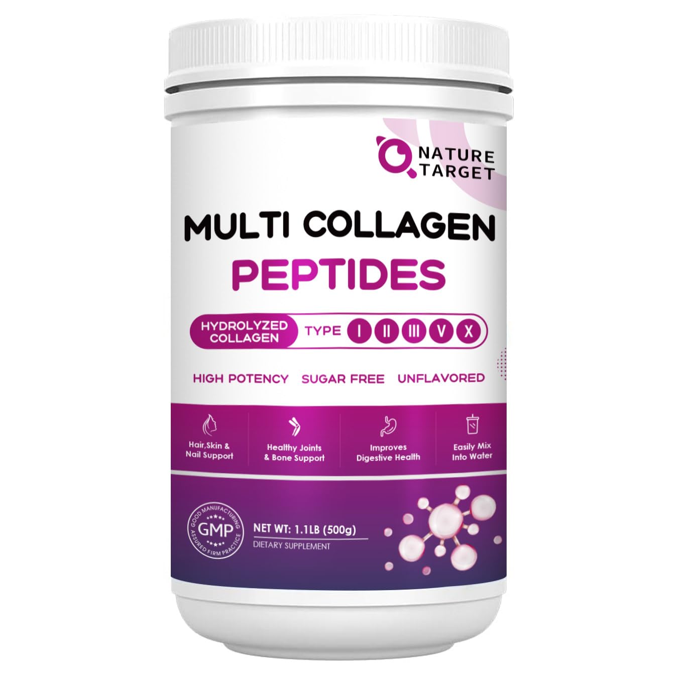 Nature Target Polvo Multicollagen en bote: apoyo para piel y articulaciones