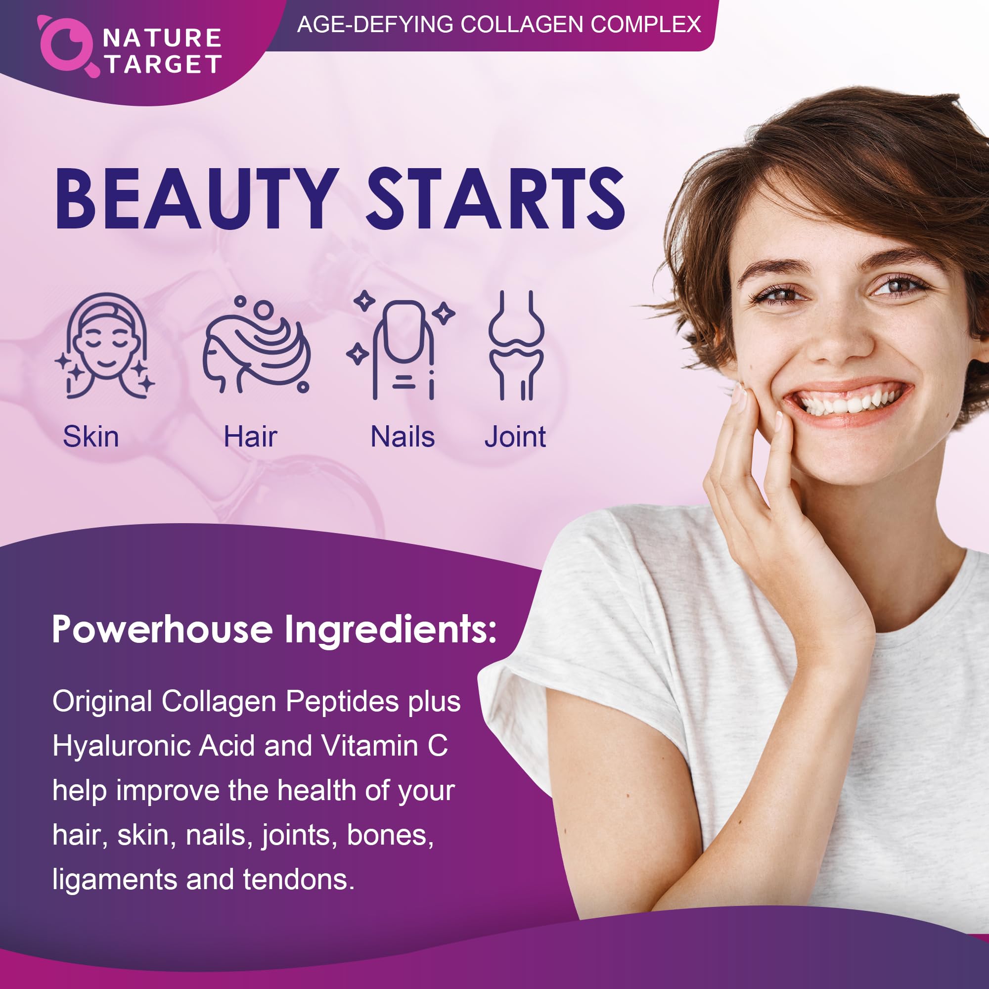Nature Target Multicollagen ingredientes clave con tipos I a X
