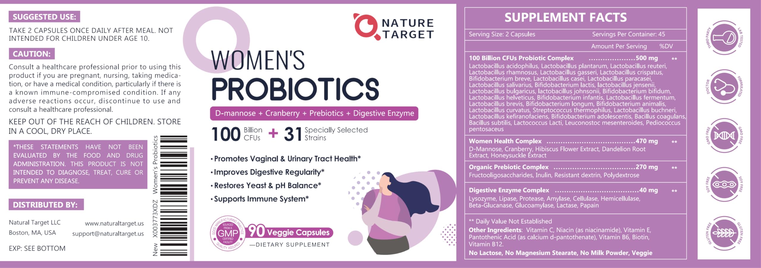 Nature Target Probióticos Mujeres: presentación natural sin necesidad de refrigeración