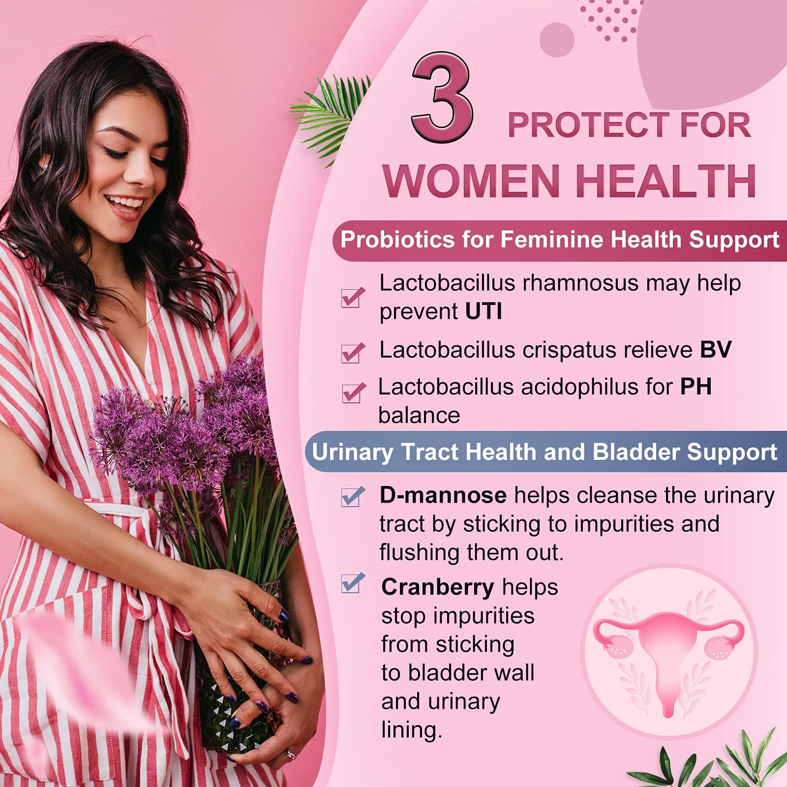 Nature Target Probiotics: Cranberry y Mannosa para salud urinaria y vaginal.