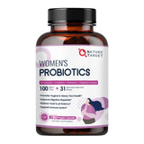 Nature Target Probiotics para mujeres, botella de 180 cápsulas, apoyo a la salud intestinal.