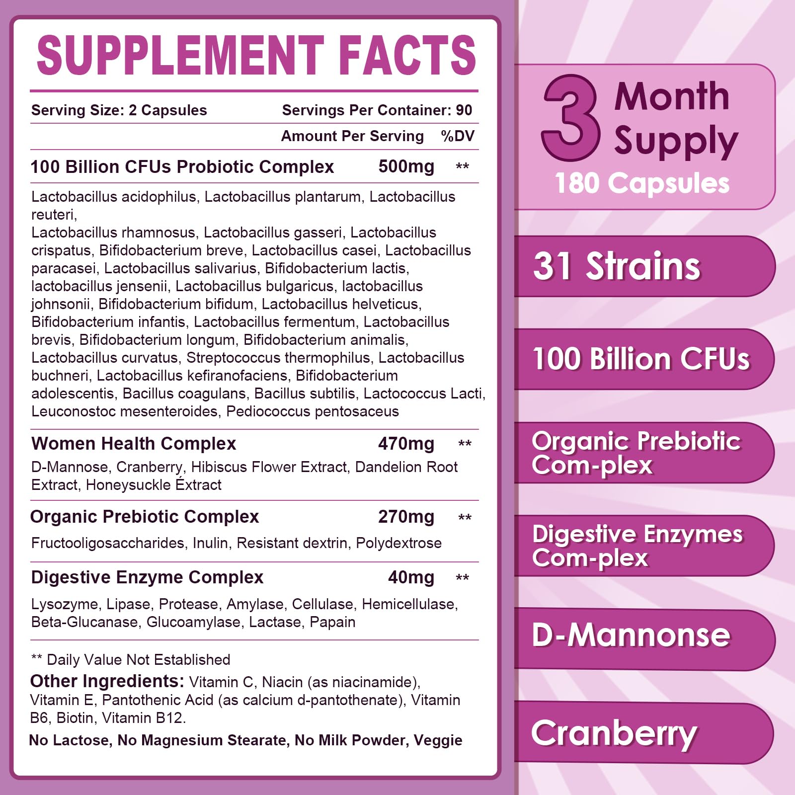 Nature Target Probiotics sin lactosa y no GMO para dietas.