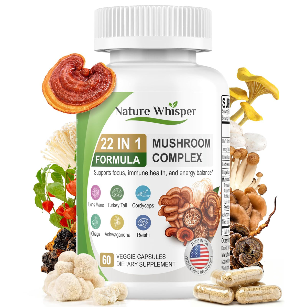 Nature Whisper botellas de 60 cápsulas para bienestar diario