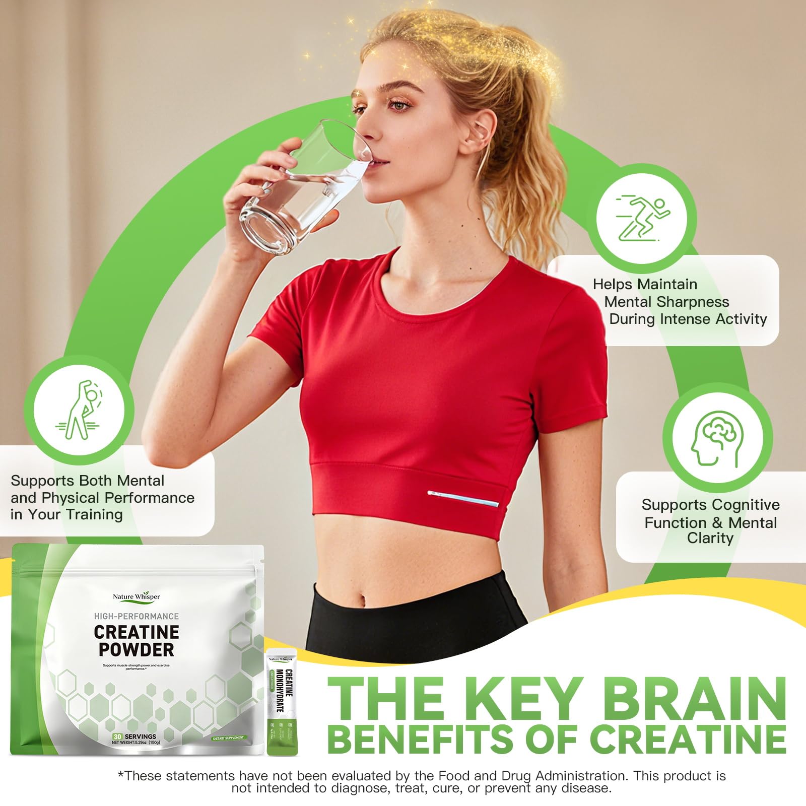 Nature Whisper Creatina monohidrato vegano sin gluten, calidad probada
