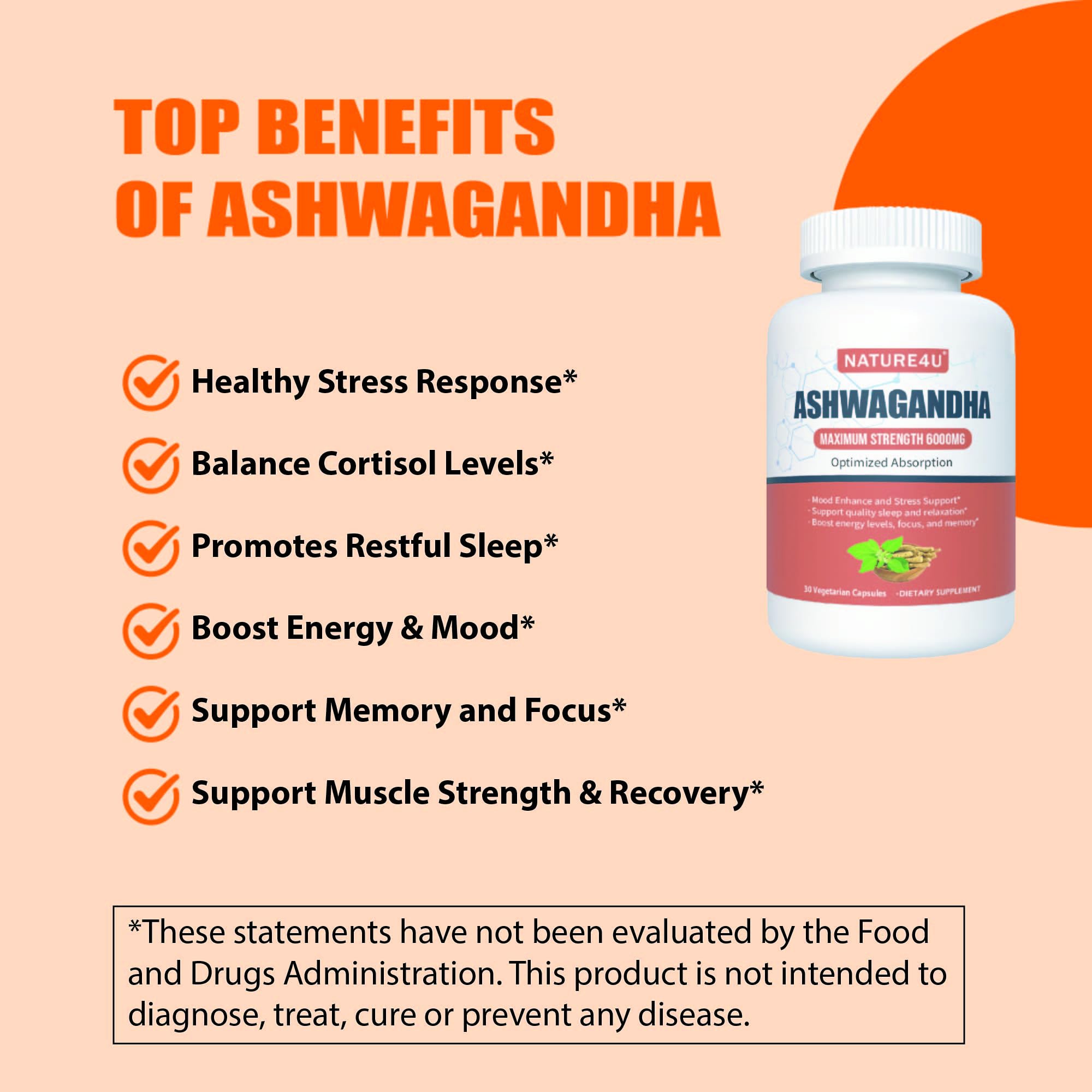 Nature4U ashwagandha relajación y concentración para el día a día