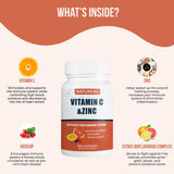 Nature4U Vitamina C 1000 mg con Zinc, etiqueta clara con información del producto