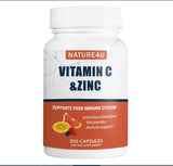 Nature4U Vitamina C 1000 mg con Zinc, frasco de cápsulas para uso diario