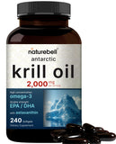 NatureBell Aceite de Krill Antártico 2000 mg en cápsulas, apoyo para articulaciones.