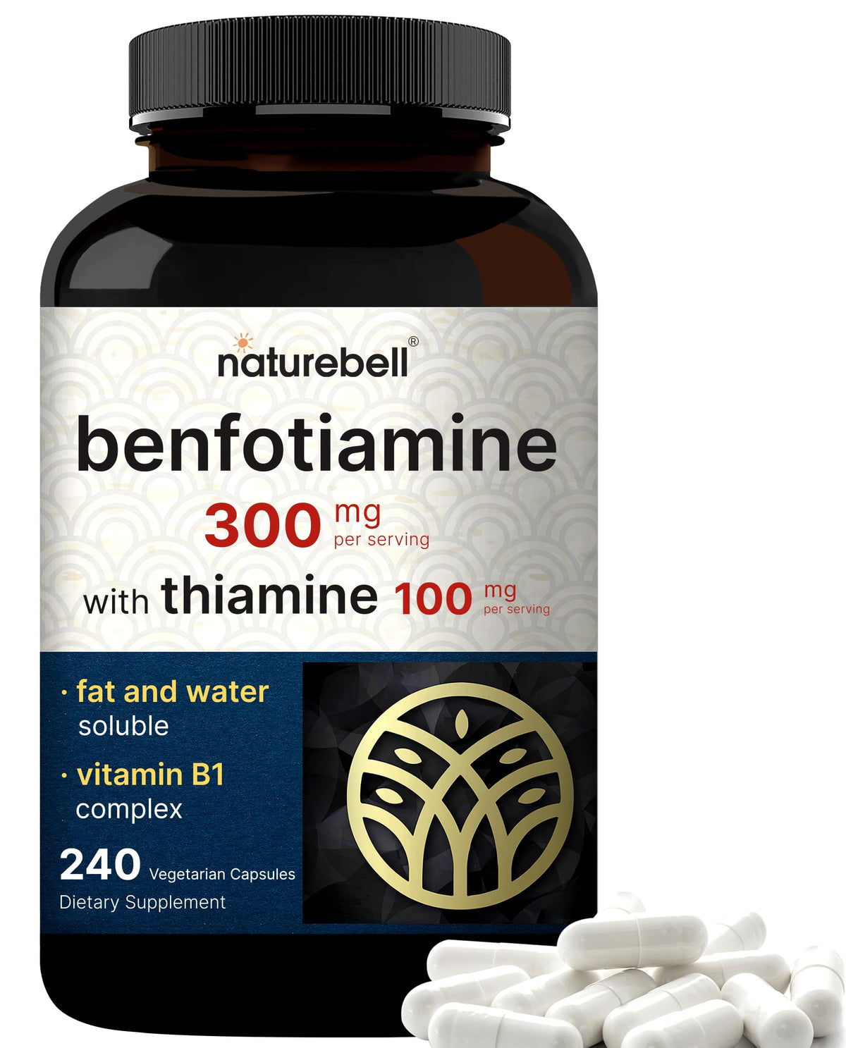 NatureBell Benfotiamina con Thiamina: cápsulas en frasco para energía diaria