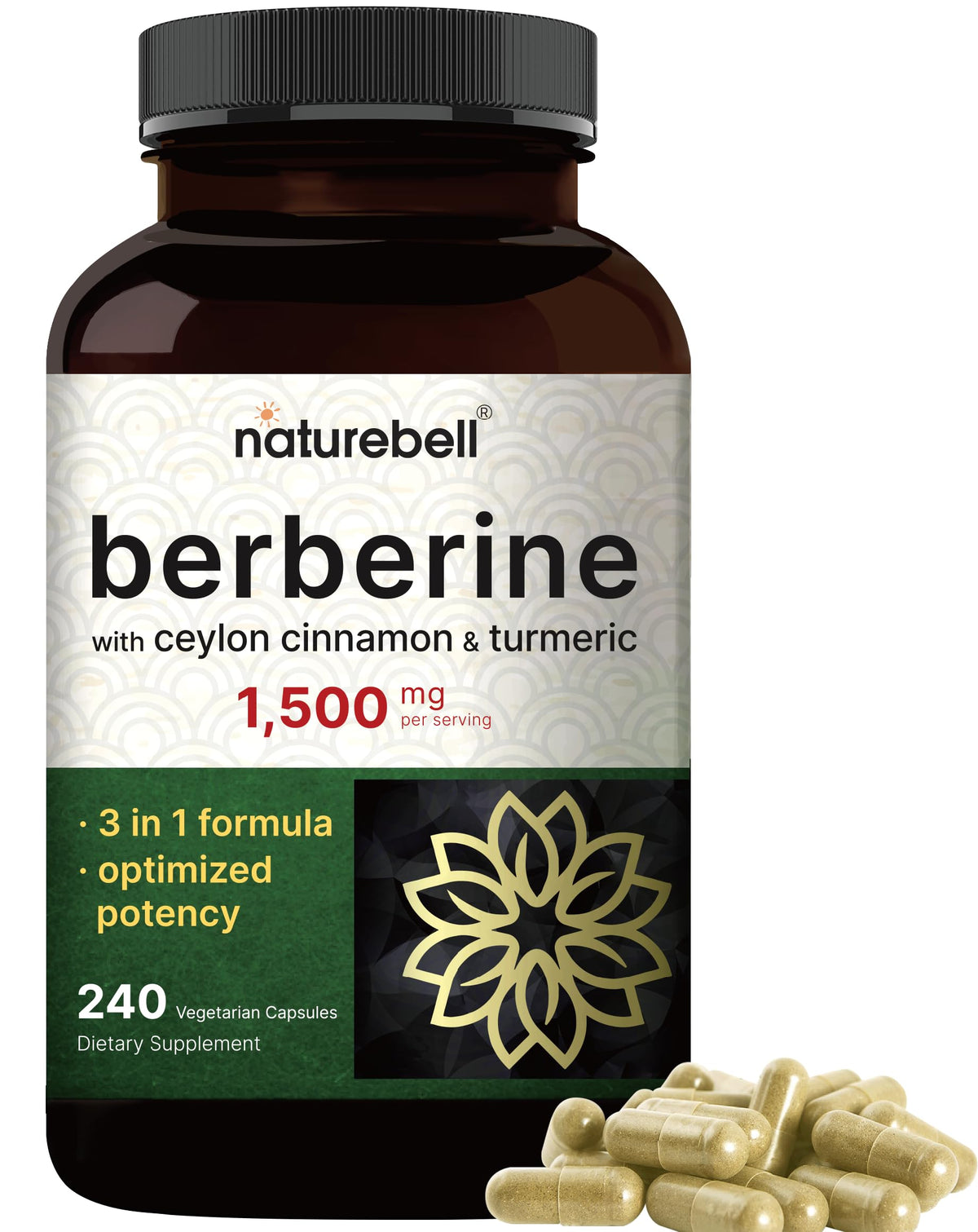 NatureBell Berberina, cápsulas vegetales, ideal para la rutina diaria.