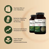 Frasco NatureBell Berberina con 480 cápsulas para suministro prolongado.