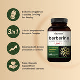 NatureBell Berberina con canela de Ceilán y cúrcuma, fórmula 3 en 1 para bienestar.