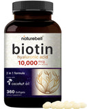 NatureBell Biotina 10000mcg en botella: cápsulas suaves para cabello y uñas