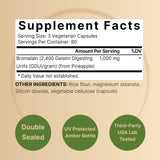 NatureBell Bromelina en frasco vegetal, fuente natural de enzimas digestivas.