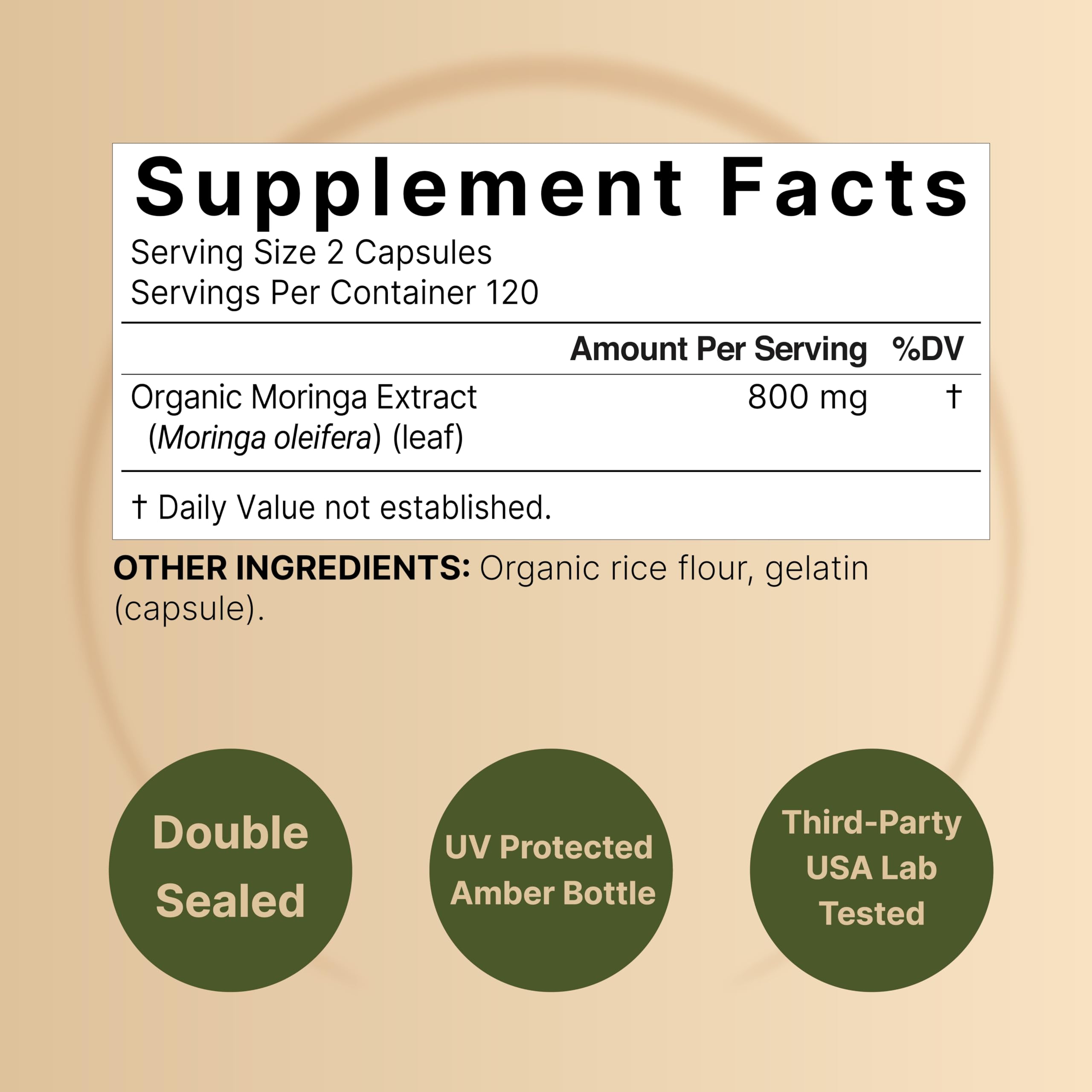 NatureBell cápsulas moringa 2-pack, cápsulas fáciles de tragar para rutina diaria